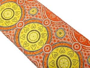 アンティーク　丸に華紋模様織り出し全通袋帯(材料)